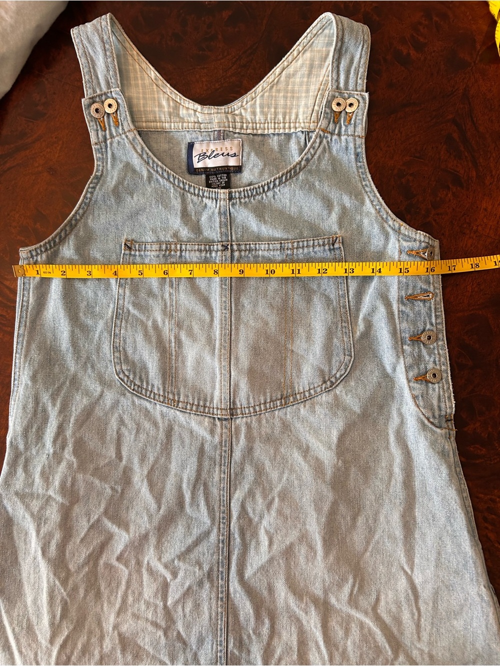 Vintage Denim Mini Overall Jumper Dress - Light Wash Denim - Picture 6 of 7